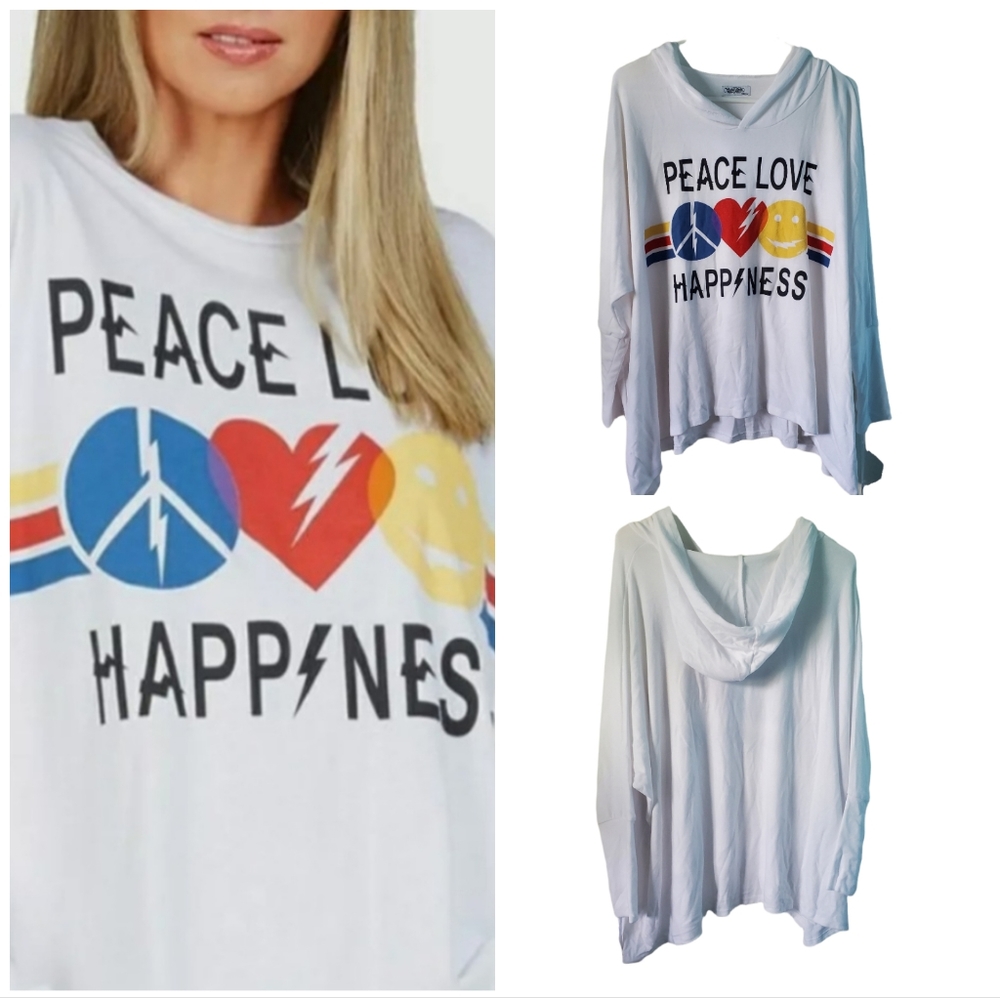 Lauren Moshi Wilma Hoodie Peace Love Happiness Elements